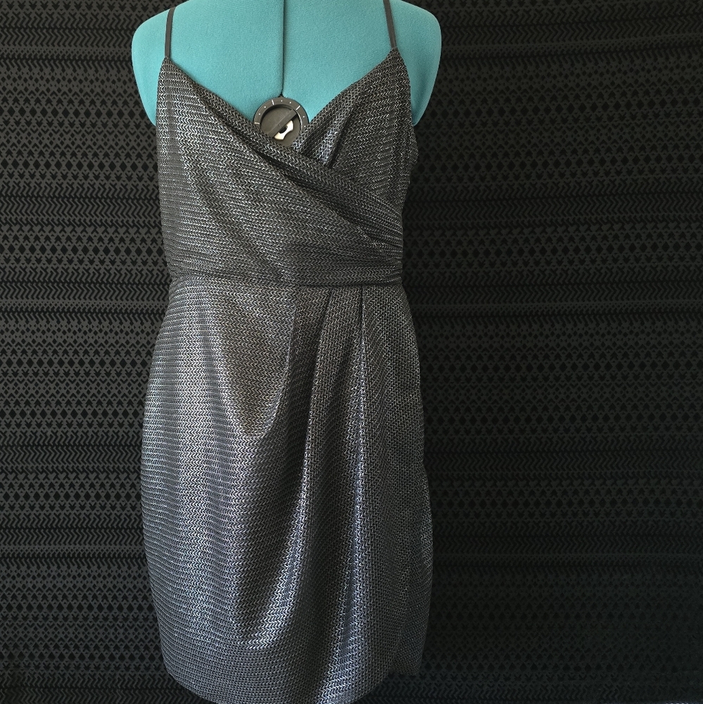 Silence + Noise Gray Silver Mini Sundress with Spaghetti Straps